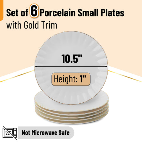 BTaT white porcelain dinner plates with gold edge for formal dining occasions