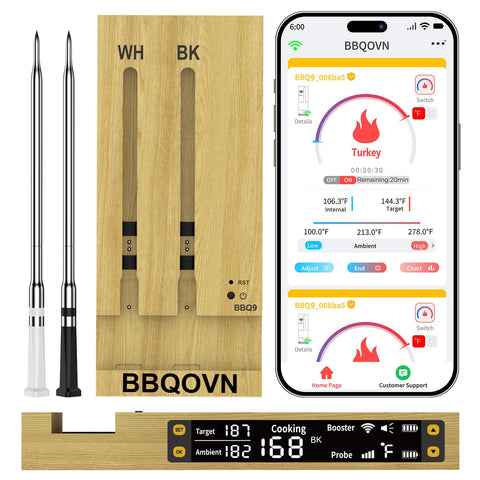 Btclink WiFi meat thermometer demonstrating unlimited-range monitoring for real-time grilling temps