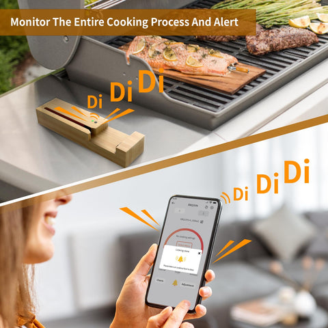 Btclink wire-free design for unrestricted movement during grilling.