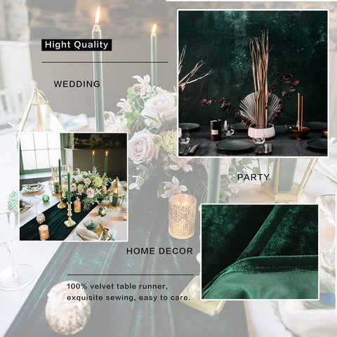 BTF Home velvet table runner stays in place with graceful drape on a long table.