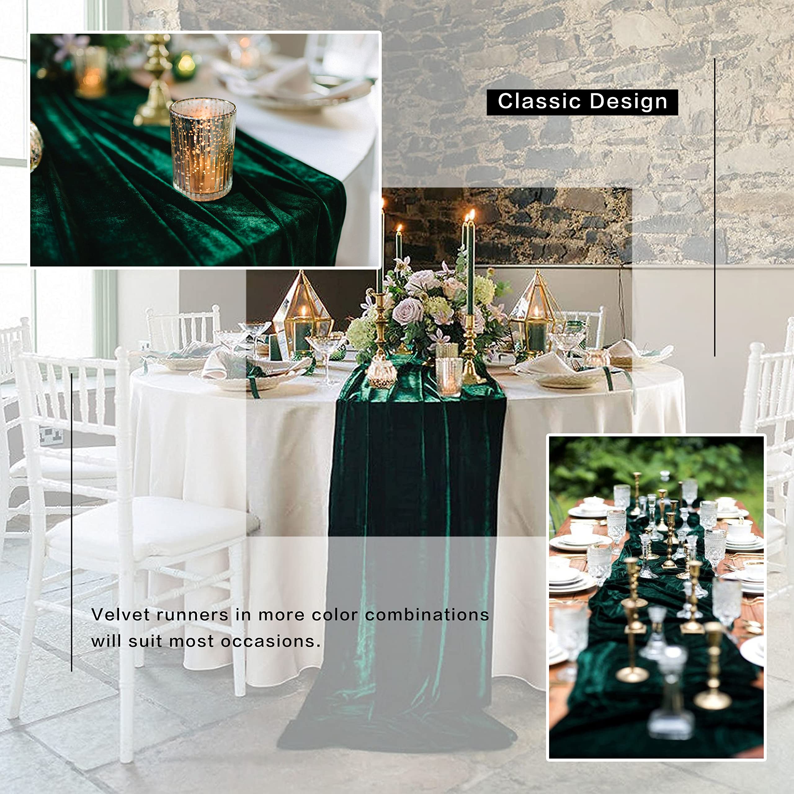 BTF Home velvet table runner with gold hue elevates wedding decor.