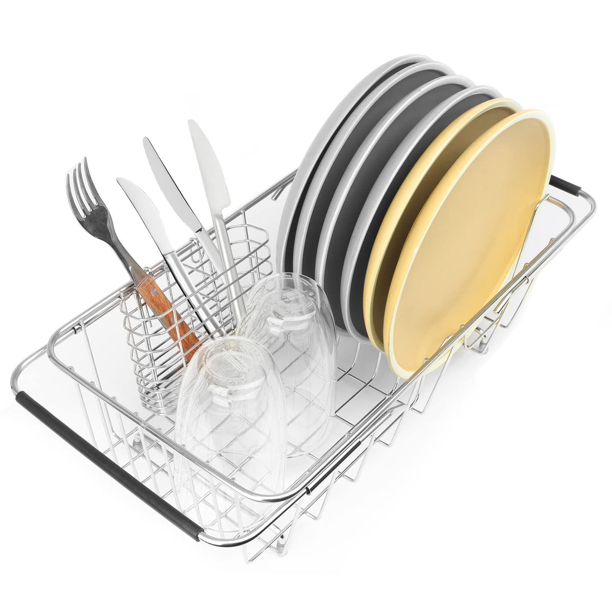 BTLATHA sink dish drainer extendable in action for versatile drying.