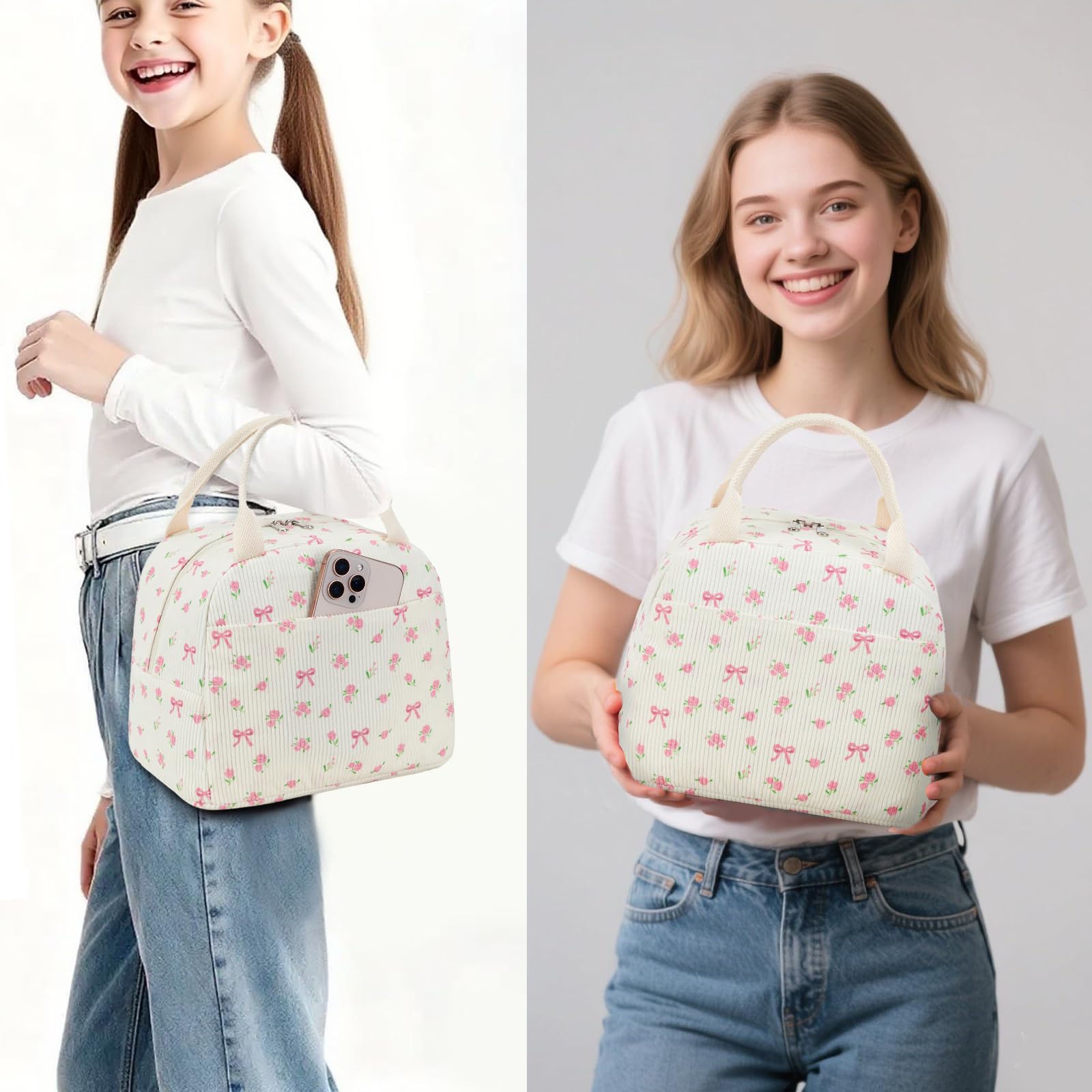 BTOOP lunch box travel-ready pink bow floral design