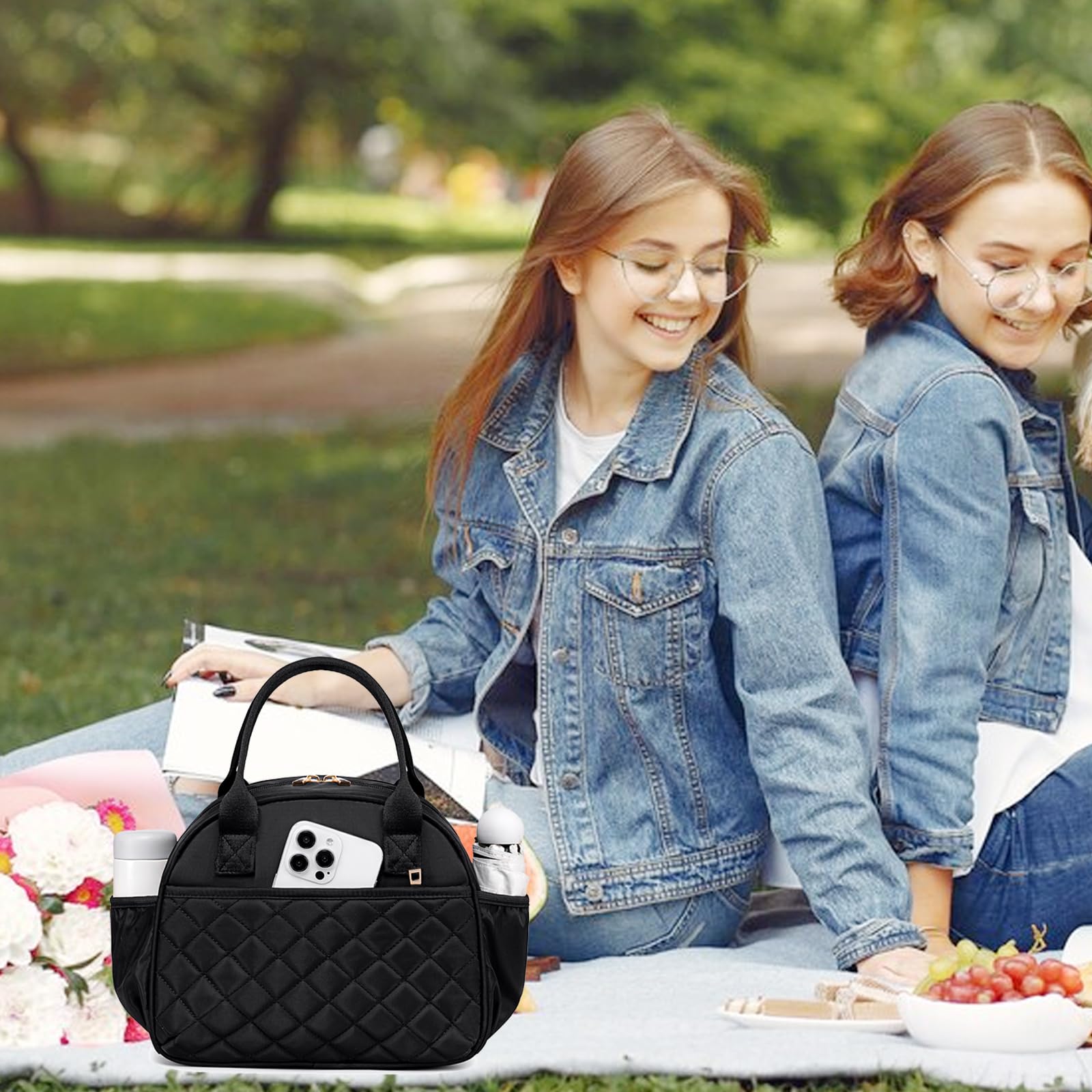 BTOOP water-resistant lunch tote keeps contents dry during travel.