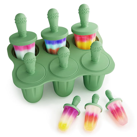 btrfe silicone popsicle molds for toddlers with 6 cavities in green for kid-friendly snacks