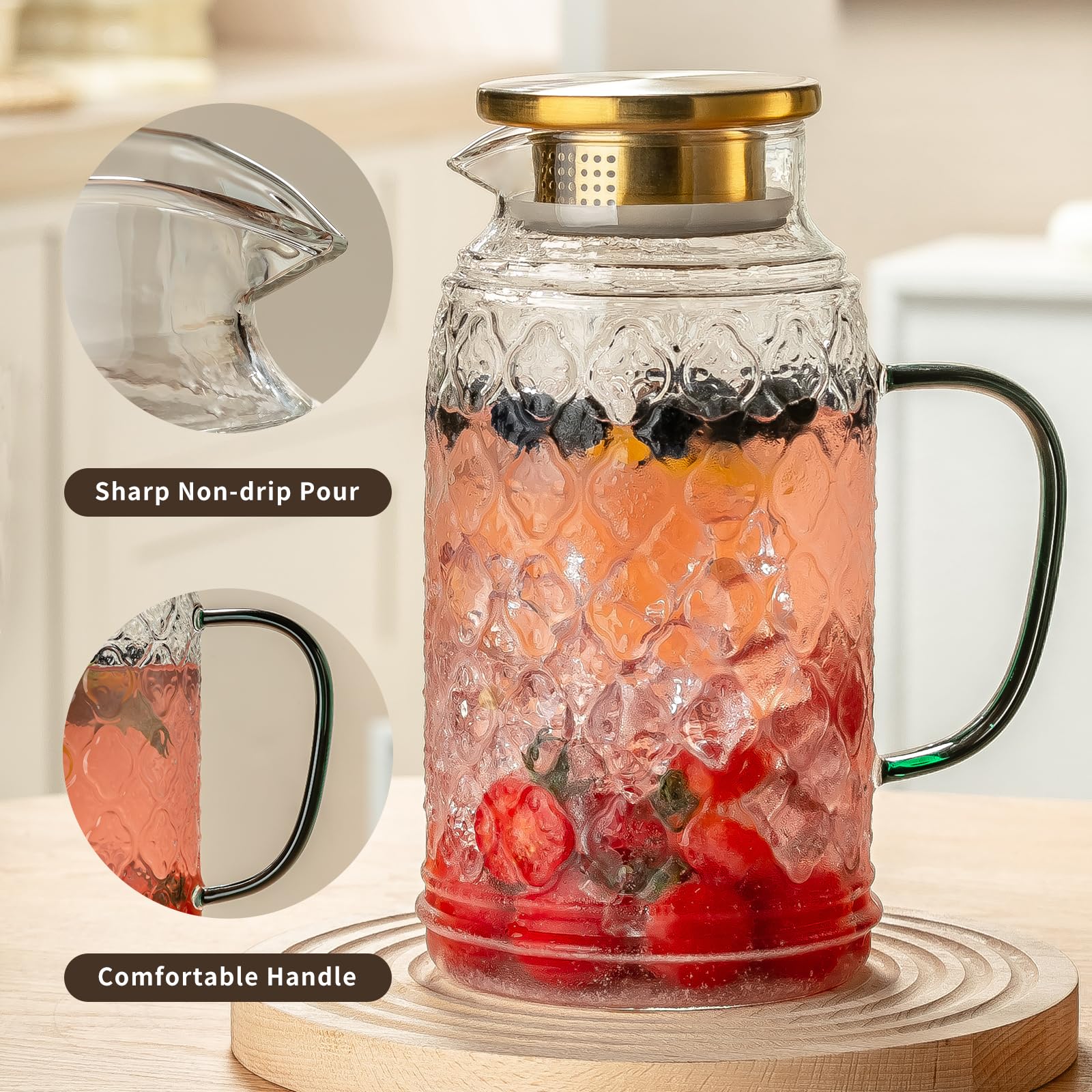 Buaic glass pitcher large-capacity design ideal for gatherings