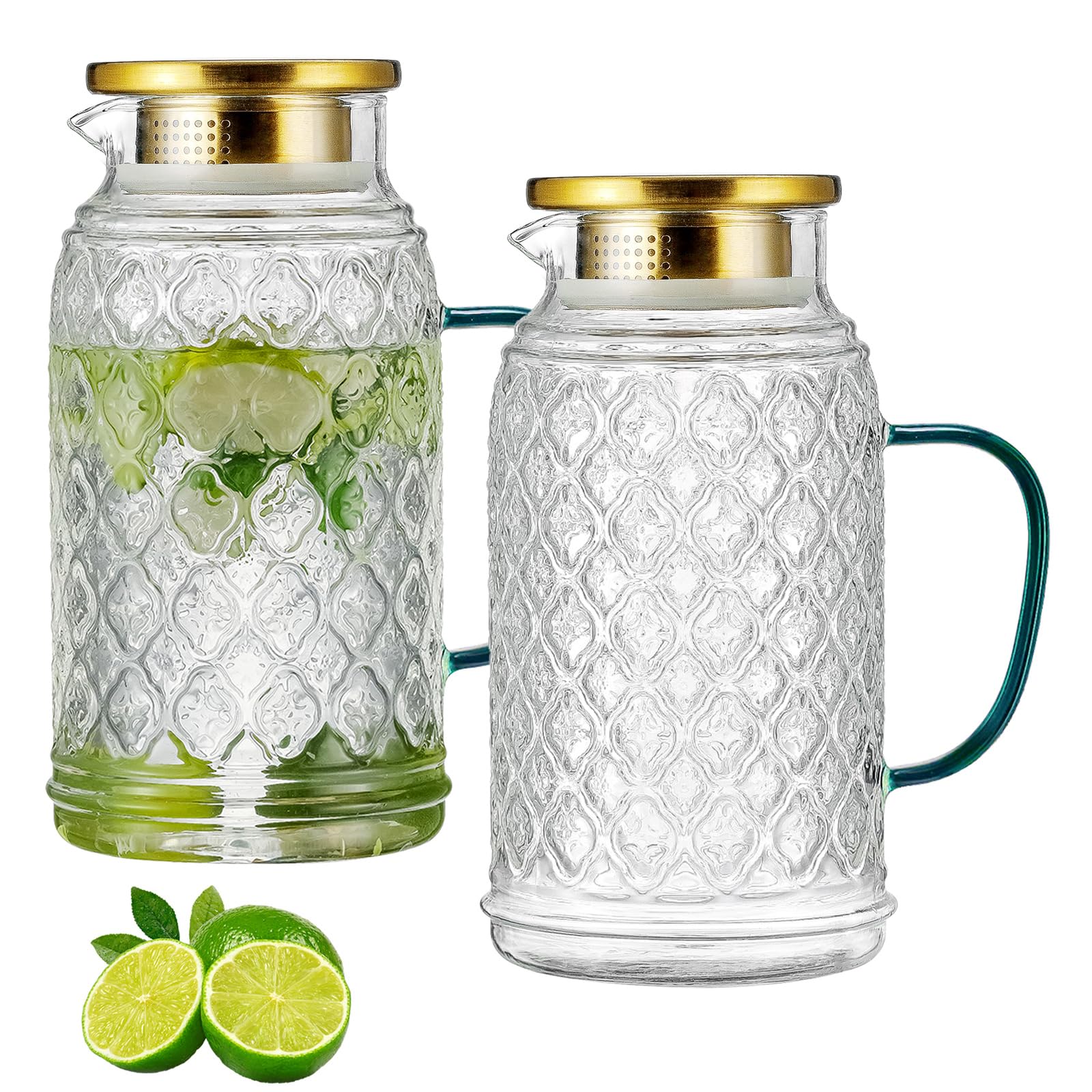 Buaic glass pitcher with lid keeps beverages secure and ready to serve