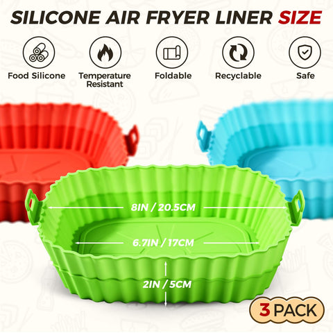 Buauty 8-inch silicone liner inside the air fryer basket, heat resistant.