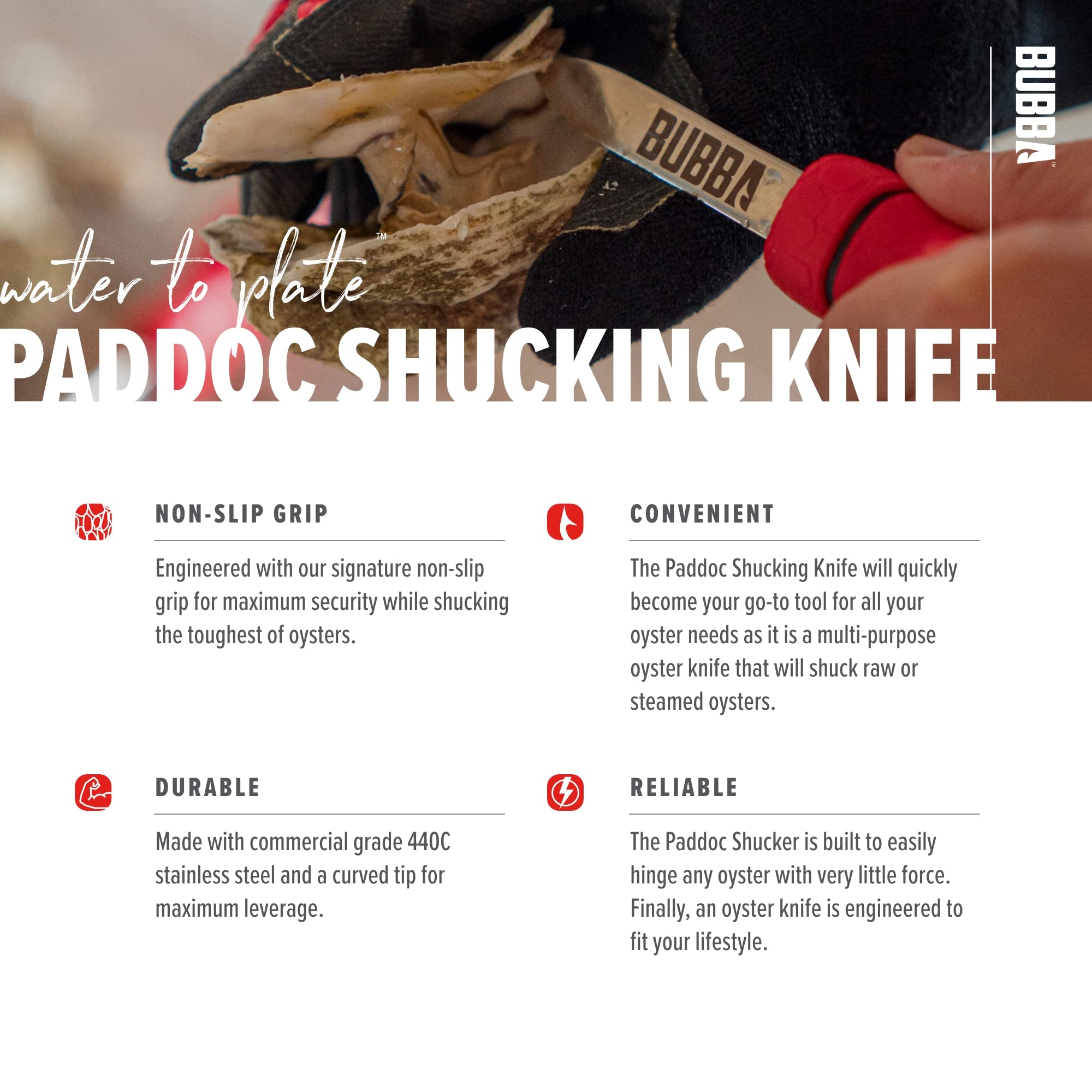Durable 440C stainless steel blade for lasting shucking performance