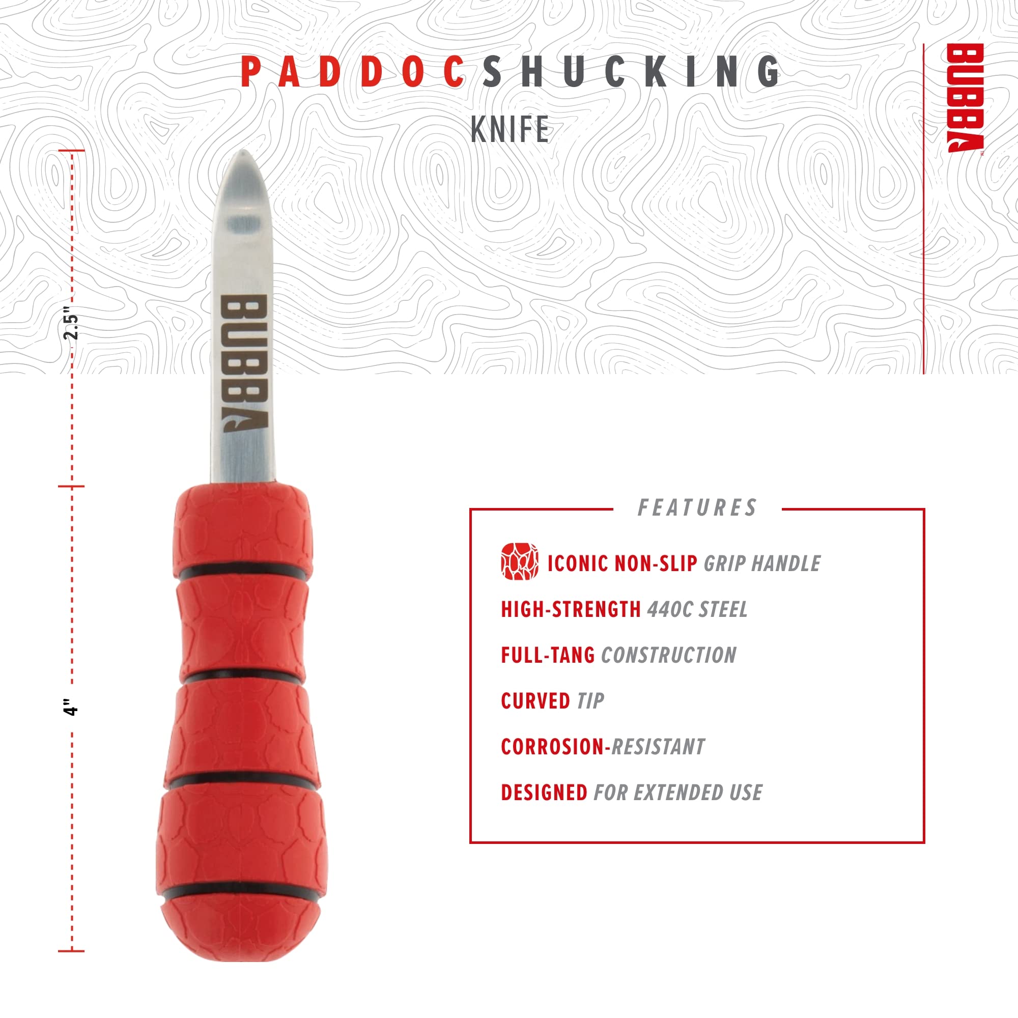 Ergonomic handle on the BUBBA oyster knife improves control