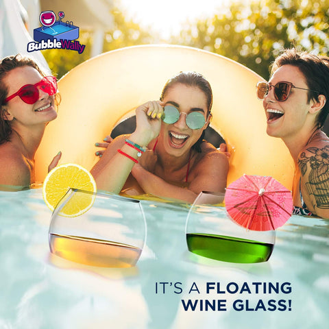 BubbleWally extended rim minimizes splashes during poolside use