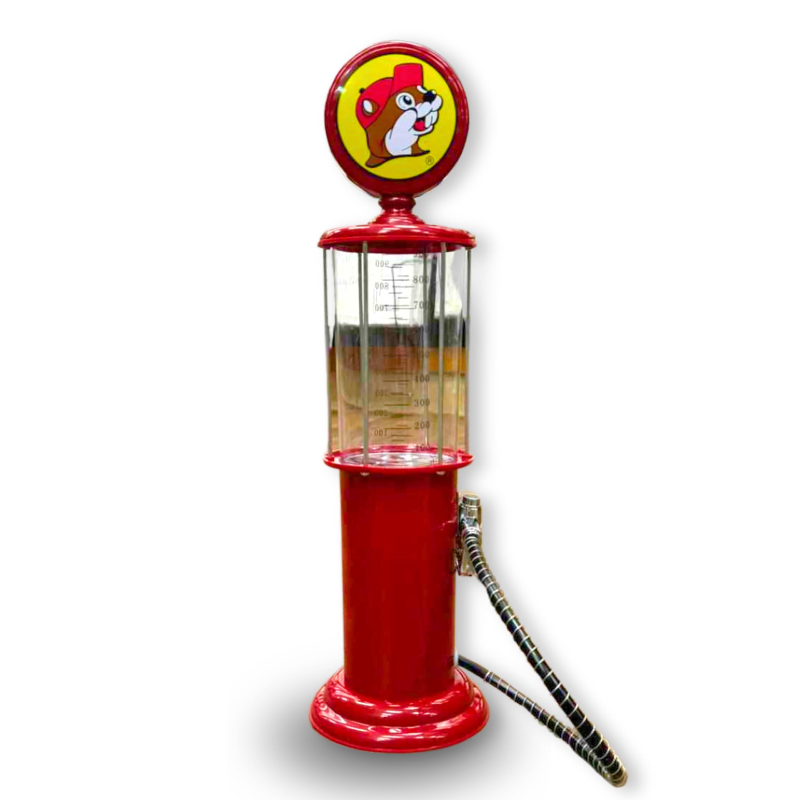 Buc-ee's Gas Pump Beverage Dispenser red finish adds vibrant style to your workspace.