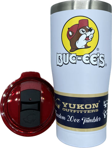 Buc-ee's tinted slide lid shown for easy sipping.