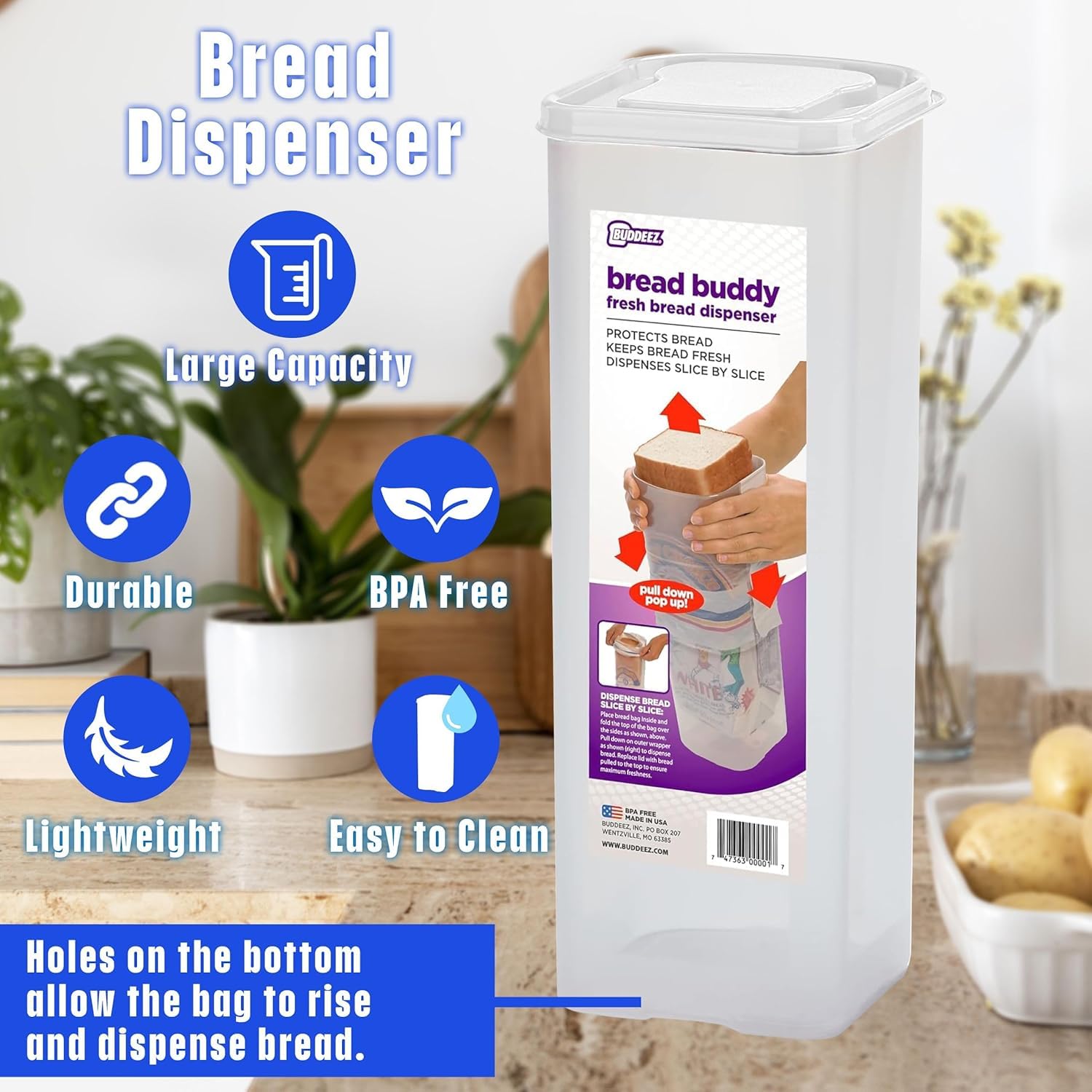 Buddeez Bread Buddy two-pack provides versatile storage for multiple bread varieties.