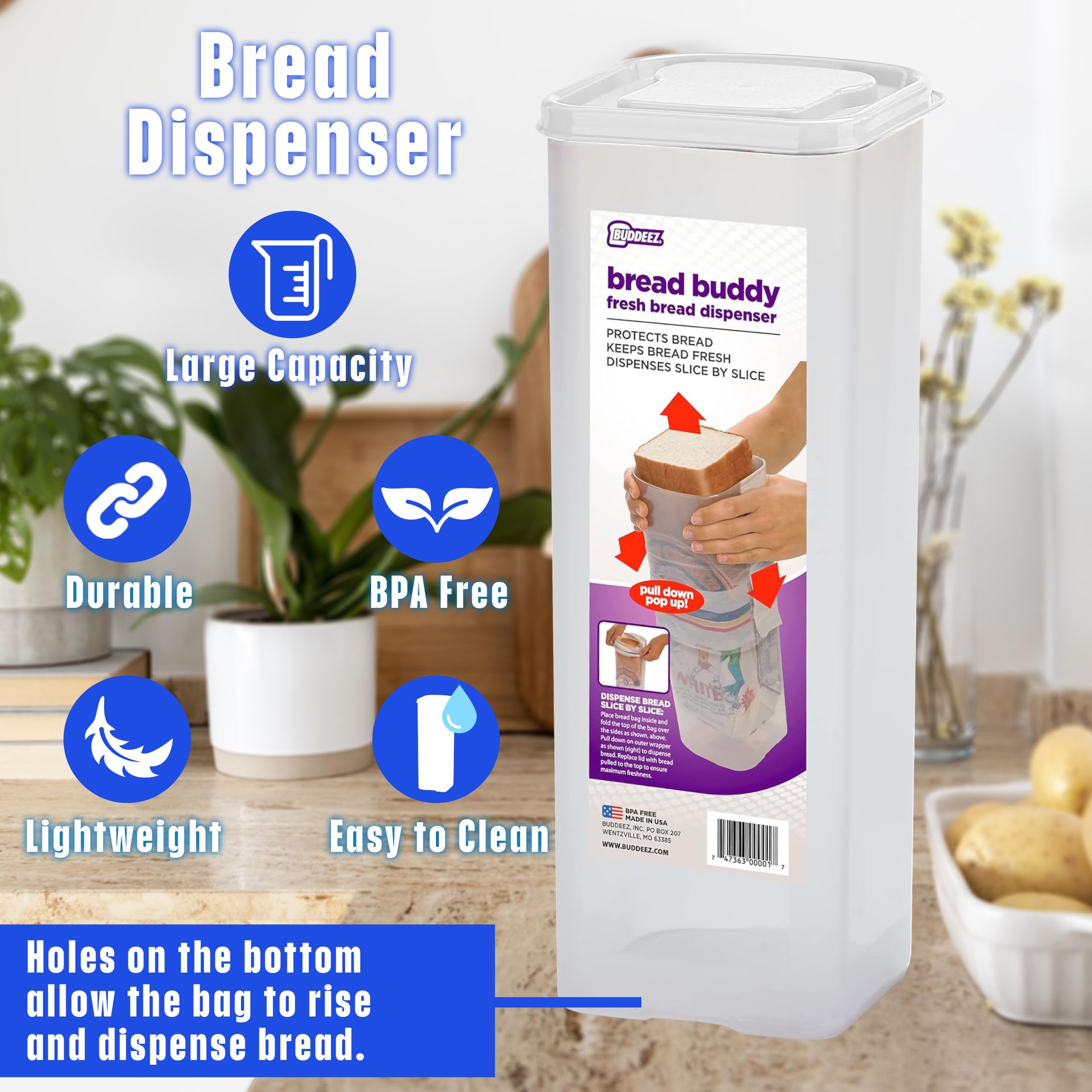 Buddeez Bread Buddy made-in-usa label highlighting quality manufacturing