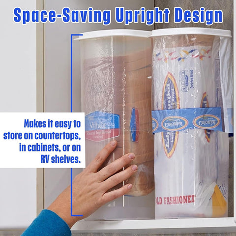 Buddeez Bread Buddy vertical storage saves pantry space and keeps loaves organized.