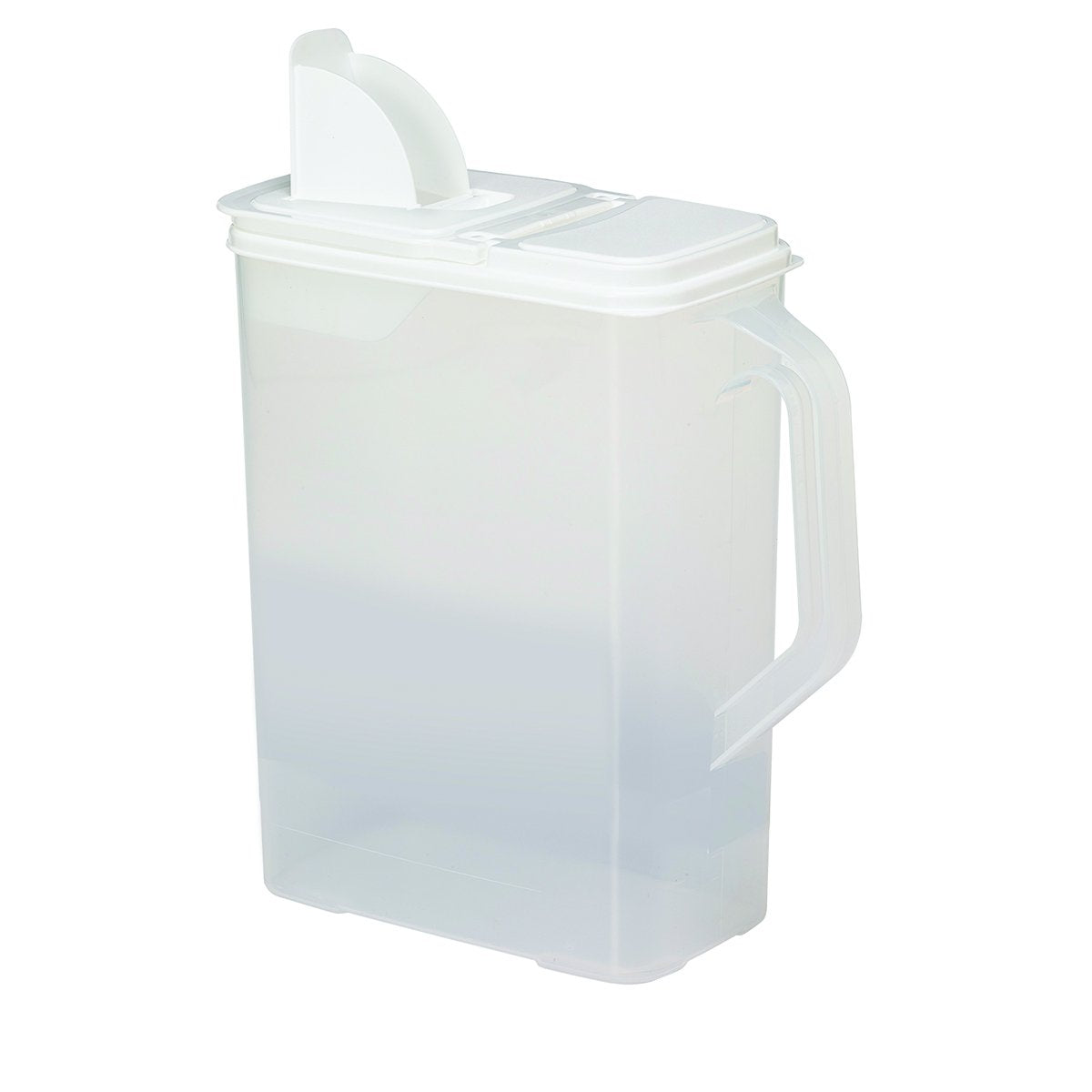 Buddeez ez flip lid close-up shows easy scoop and spill-free operation.