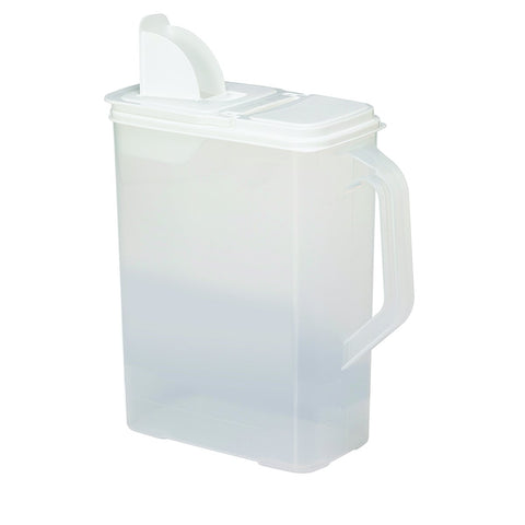 Buddeez ez flip lid close-up shows easy scoop and spill-free operation.