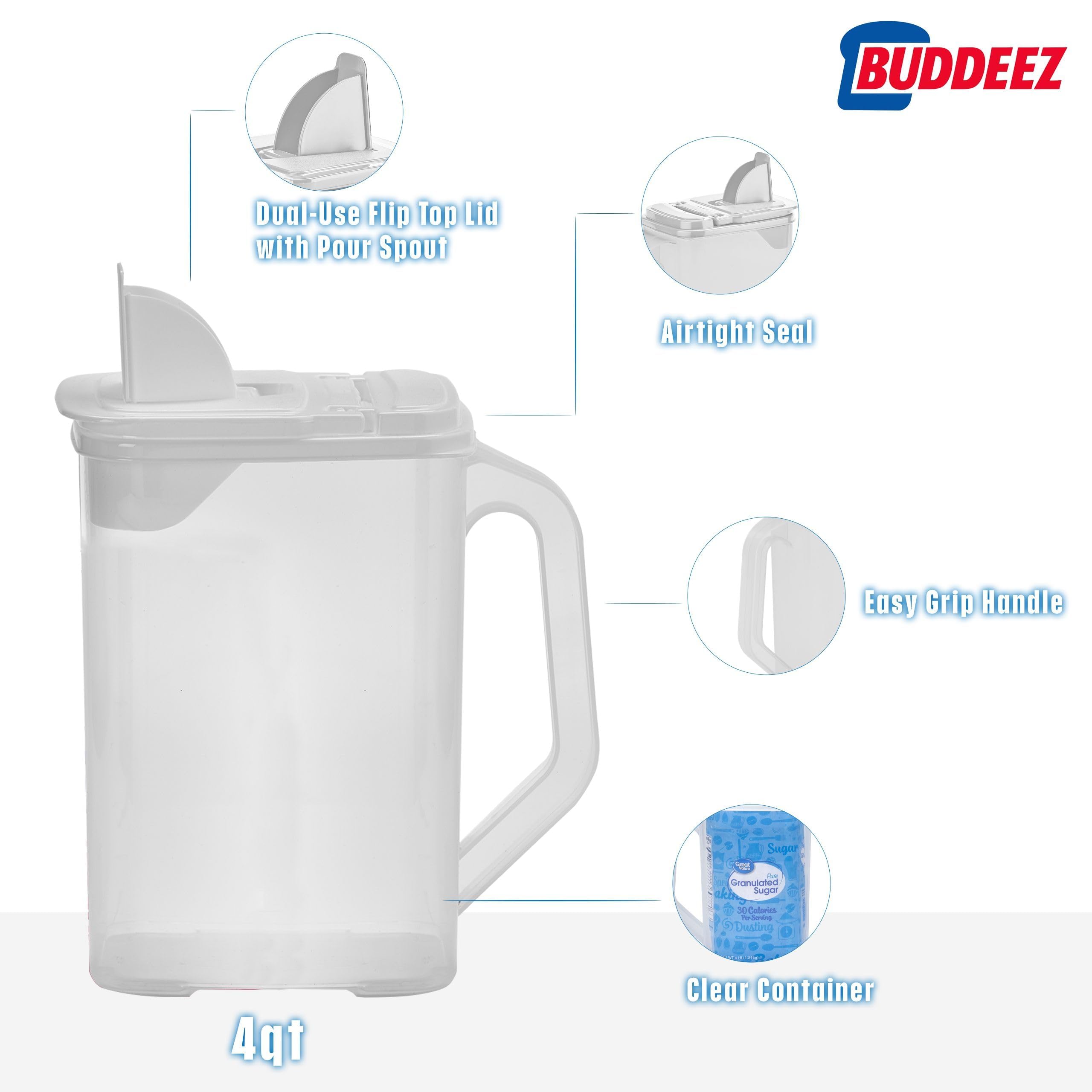 Buddeez BPA-free plastic container designed for daily kitchen tasks.