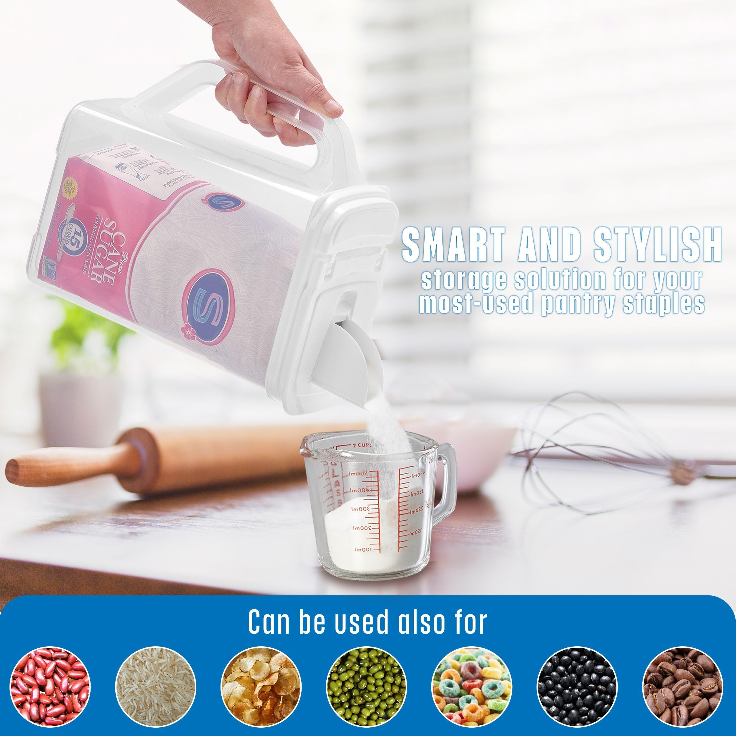 Buddeez pantry container features an easy grip handle for comfortable daily use.