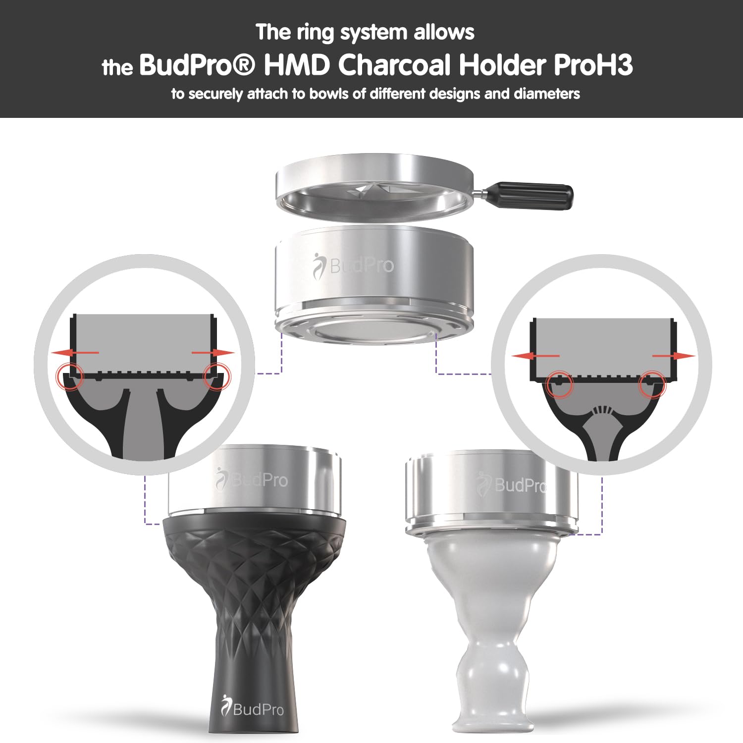 BudPro ProH3 clean-smoke protection minimizes tobacco ash reaching the bowl.