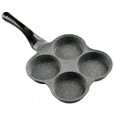Buecmue rustless egg frying pan with 4-cup capacity for batch breakfasts.