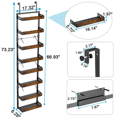 Bukfen wall-mounted pantry rack with eight spacious shelves for jars and cans.