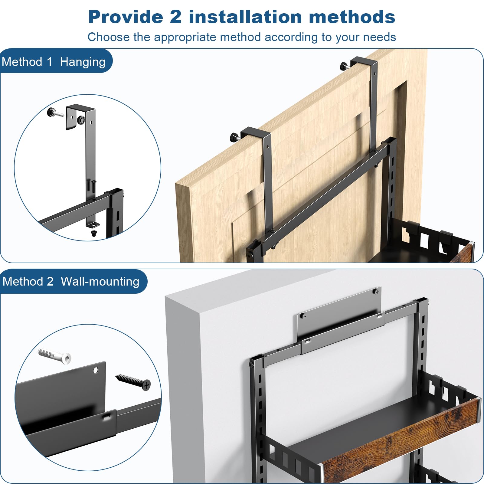 Bukfen door-hanging kitchen rack with adjustable tiers for flexible spice organization.