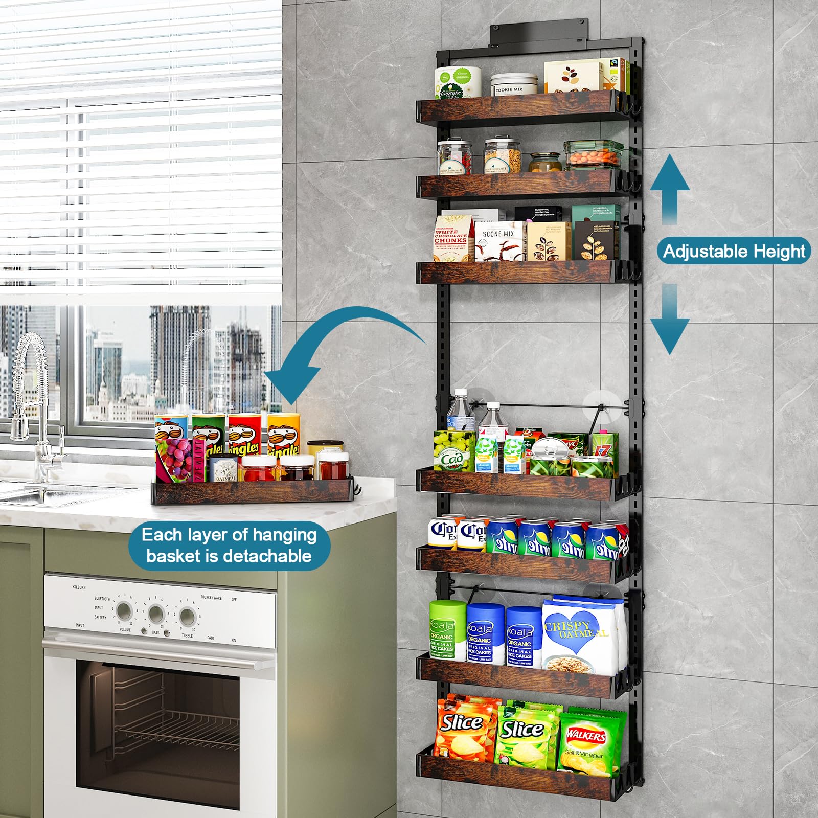 Bukfen heavy-duty metal spice rack provides sturdy support for kitchen essentials.