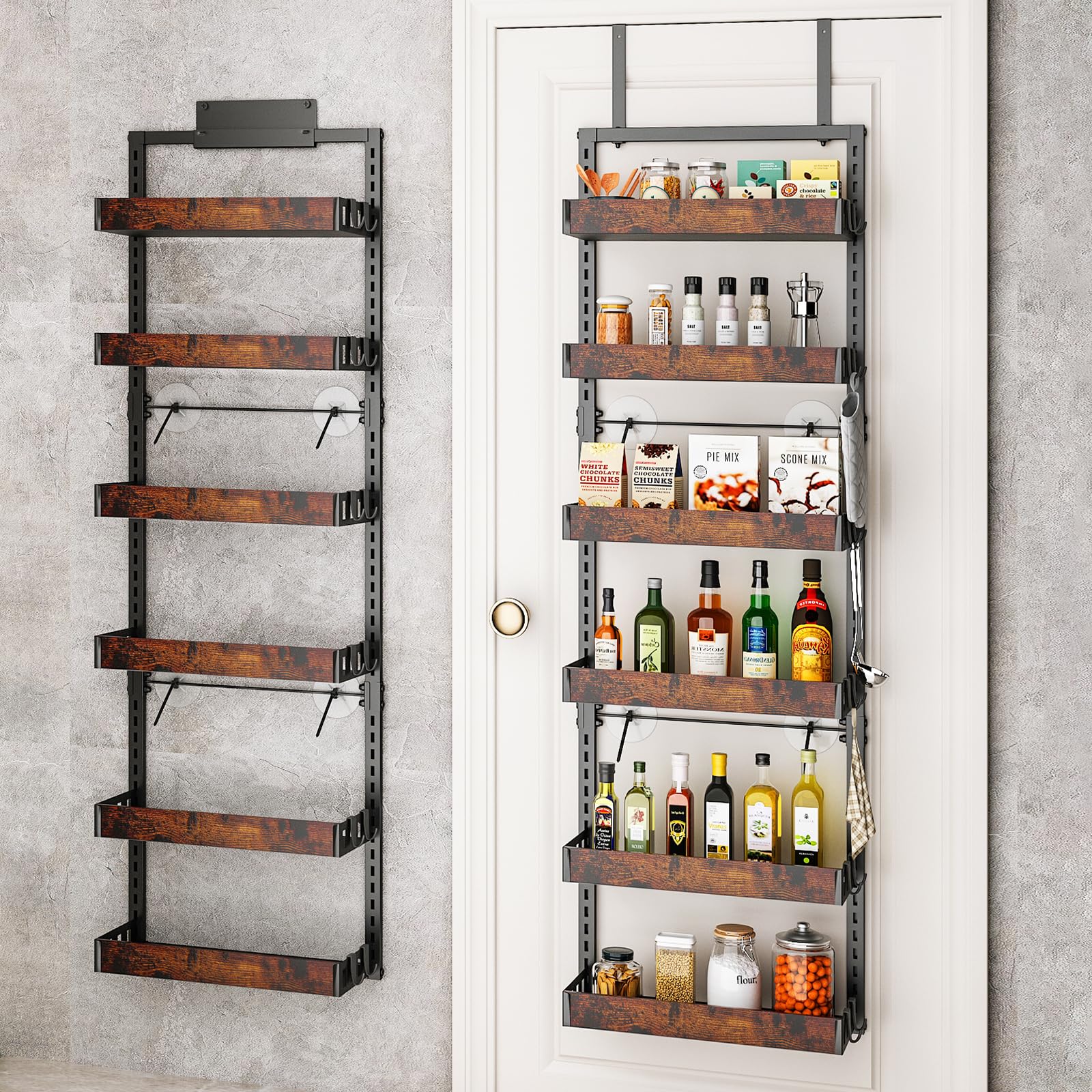 Bukfen over-the-door pantry organizer 6-tier keeps spices organized and within reach