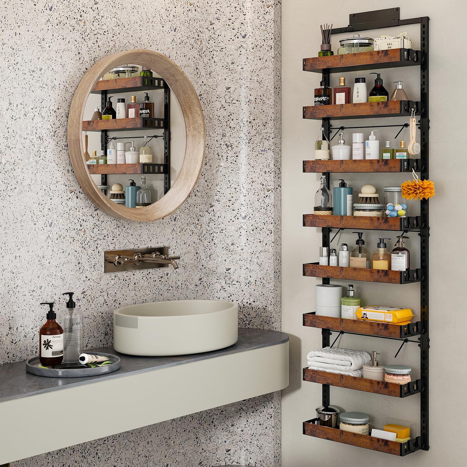 Bukfen with 16 hooks maximizes space utilization in pantry and closets.