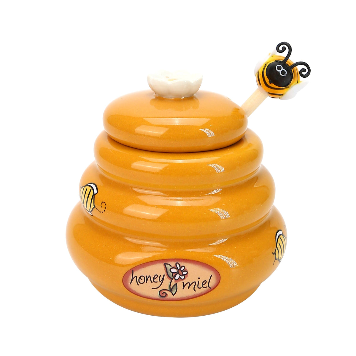 BuleVina ceramic honey pot front view, ideal for easy pouring and kitchen display.