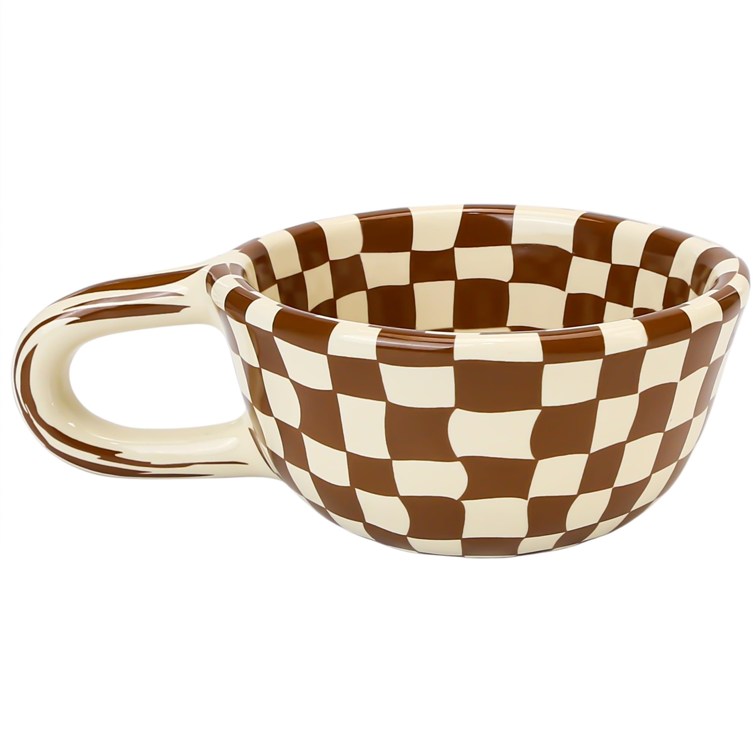 BuleVina checkered mug front view highlights compact 5oz capacity for everyday coffee.
