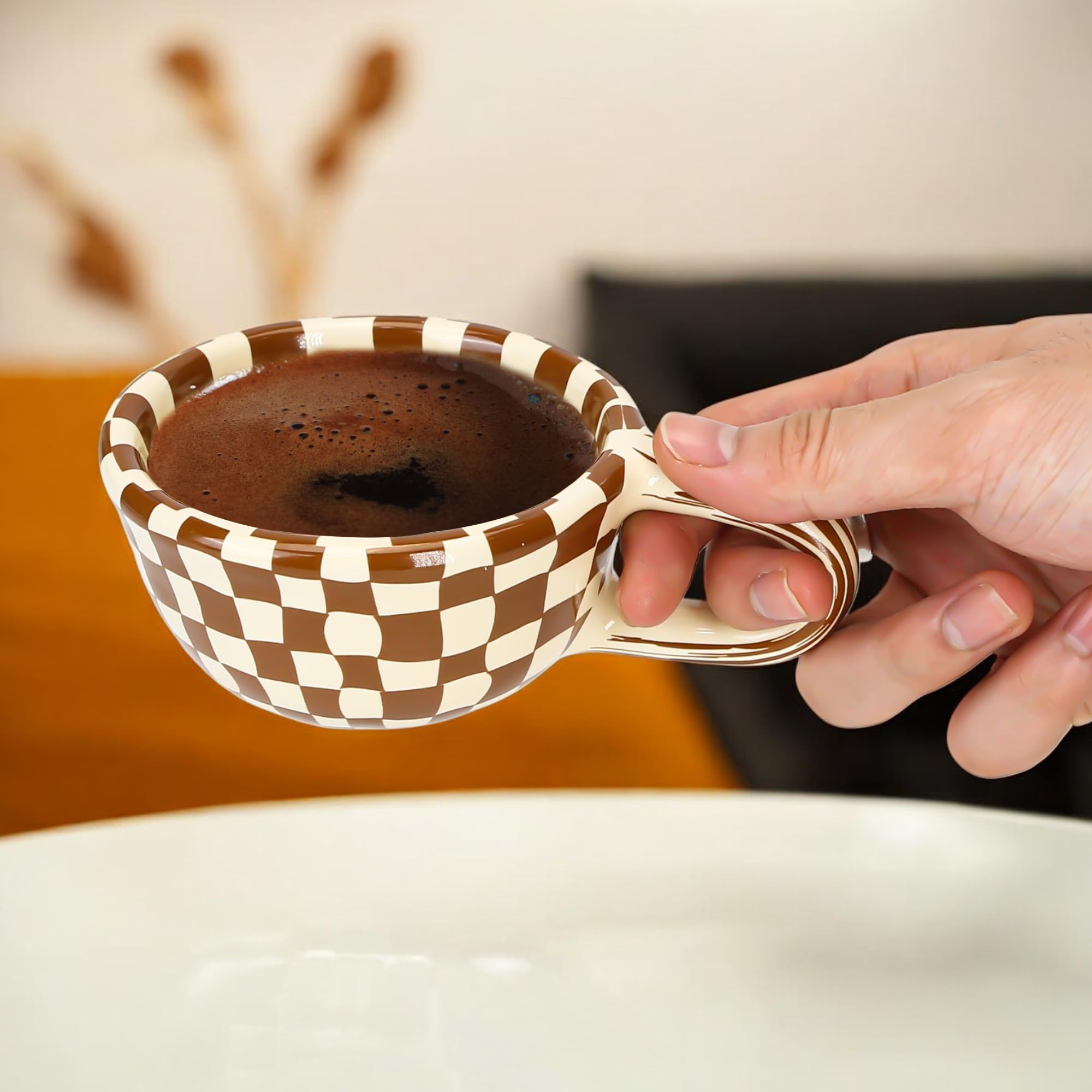 BuleVina checkered mug gift idea appeals to office and home setups.
