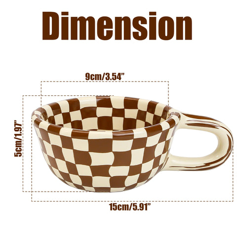 BuleVina checkered mug held in hand for daily coffee rituals.