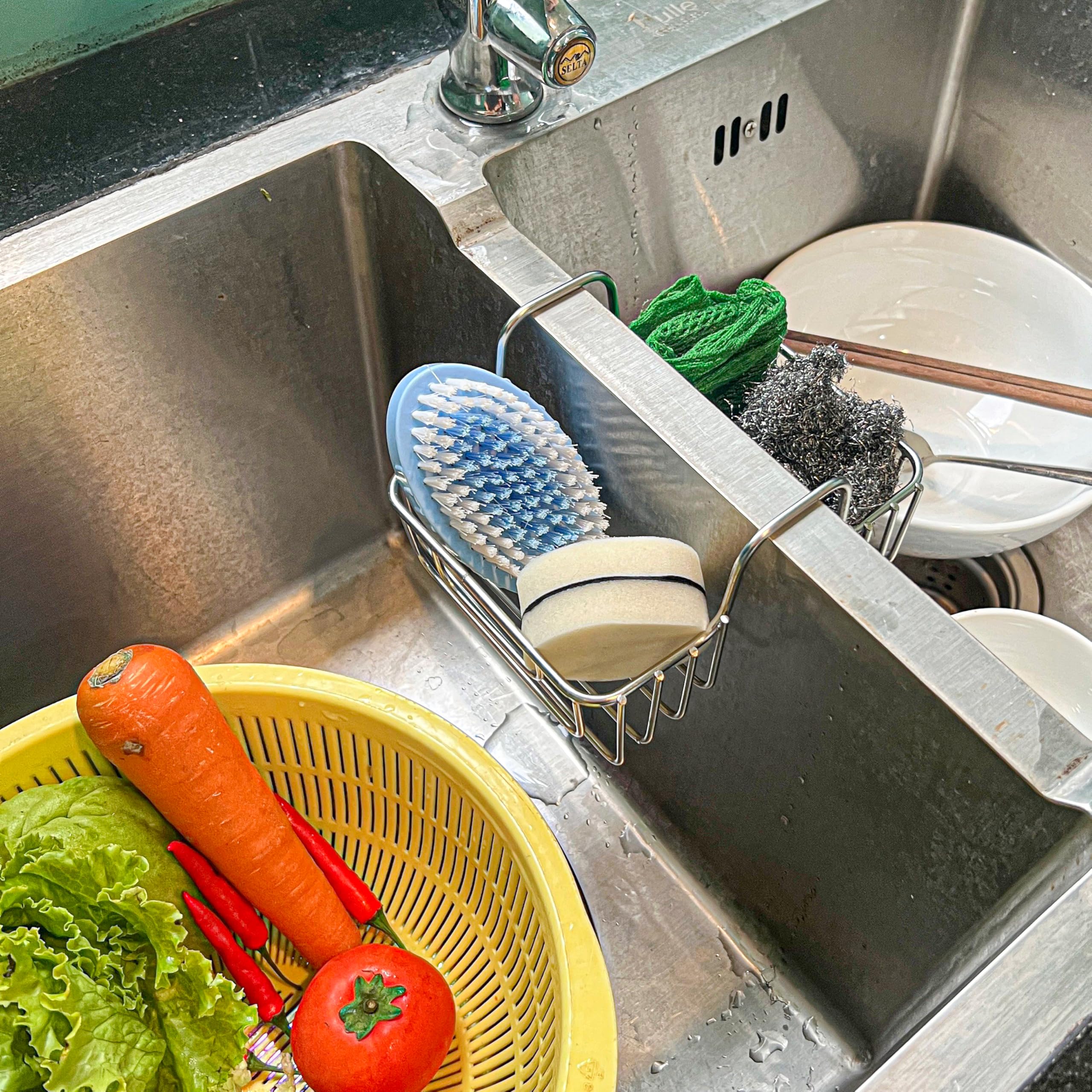 BuleVina compact sink organizer fits small spaces while keeping items tidy.
