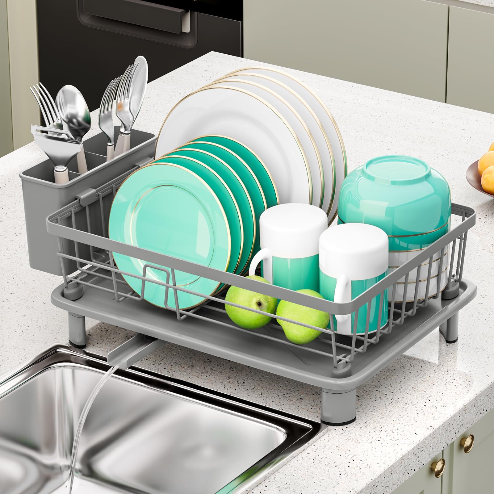 Bulijuju countertop dish rack helps keep your kitchen tidy and organized.