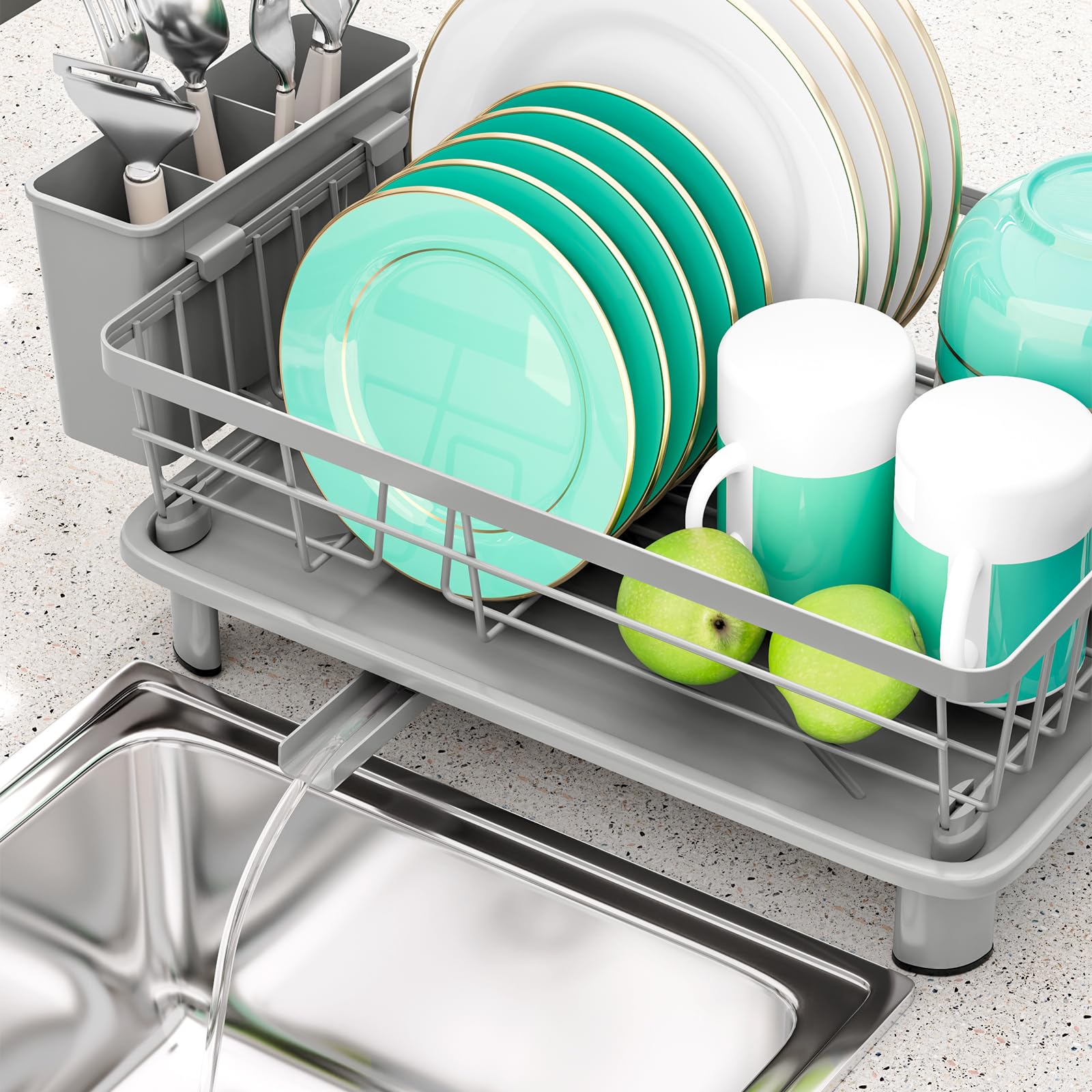 Bulijuju rack features silicone feet to prevent slipping on countertops.