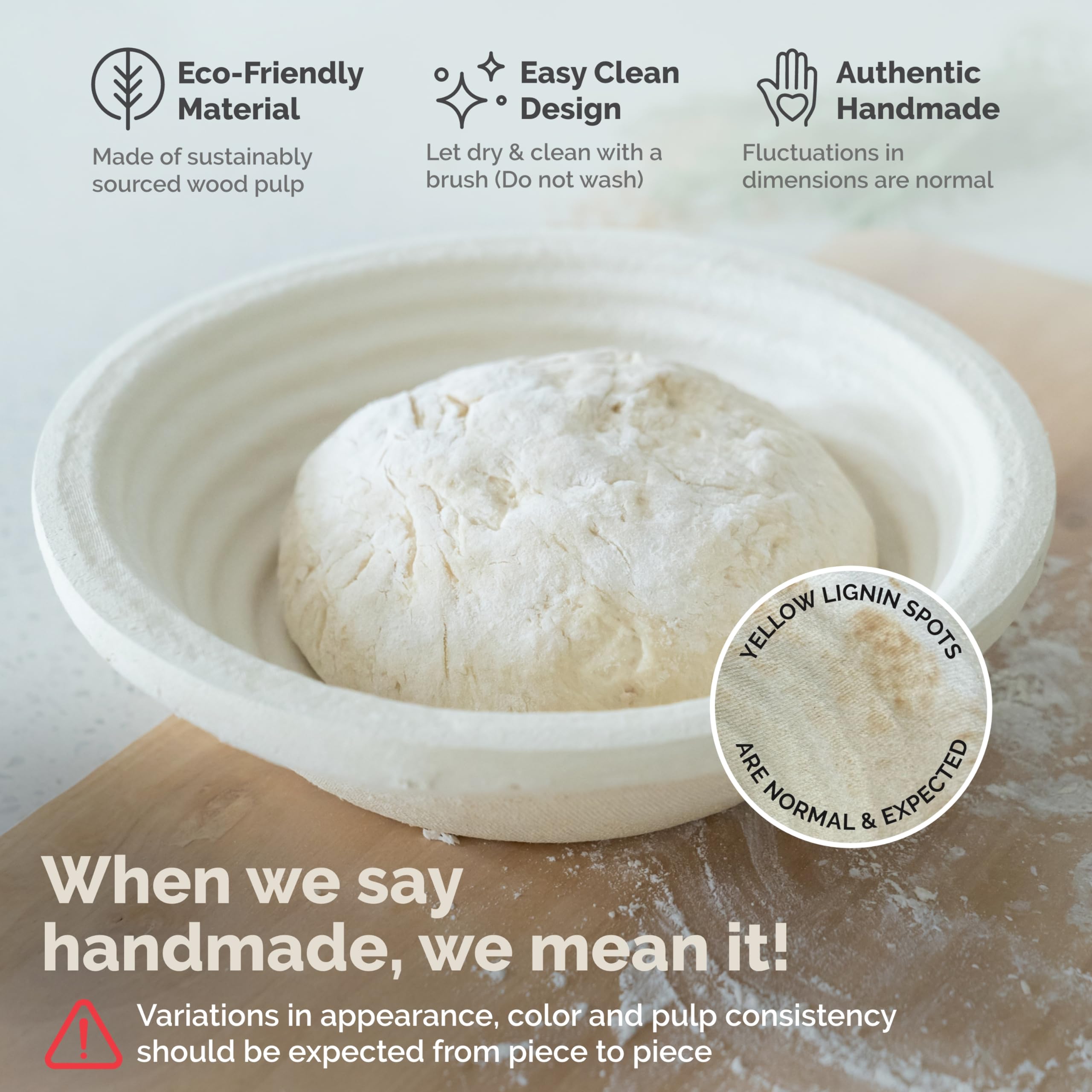Bulka non stick texture closeup emphasizes easy release after proofing