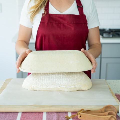 Easy-clean design of Bulka Brotform after proofing and baking.
