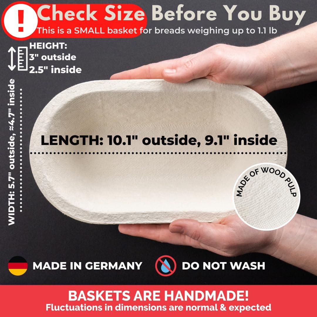 Bulka banneton made from pressed wood pulp for eco-friendly proofing.