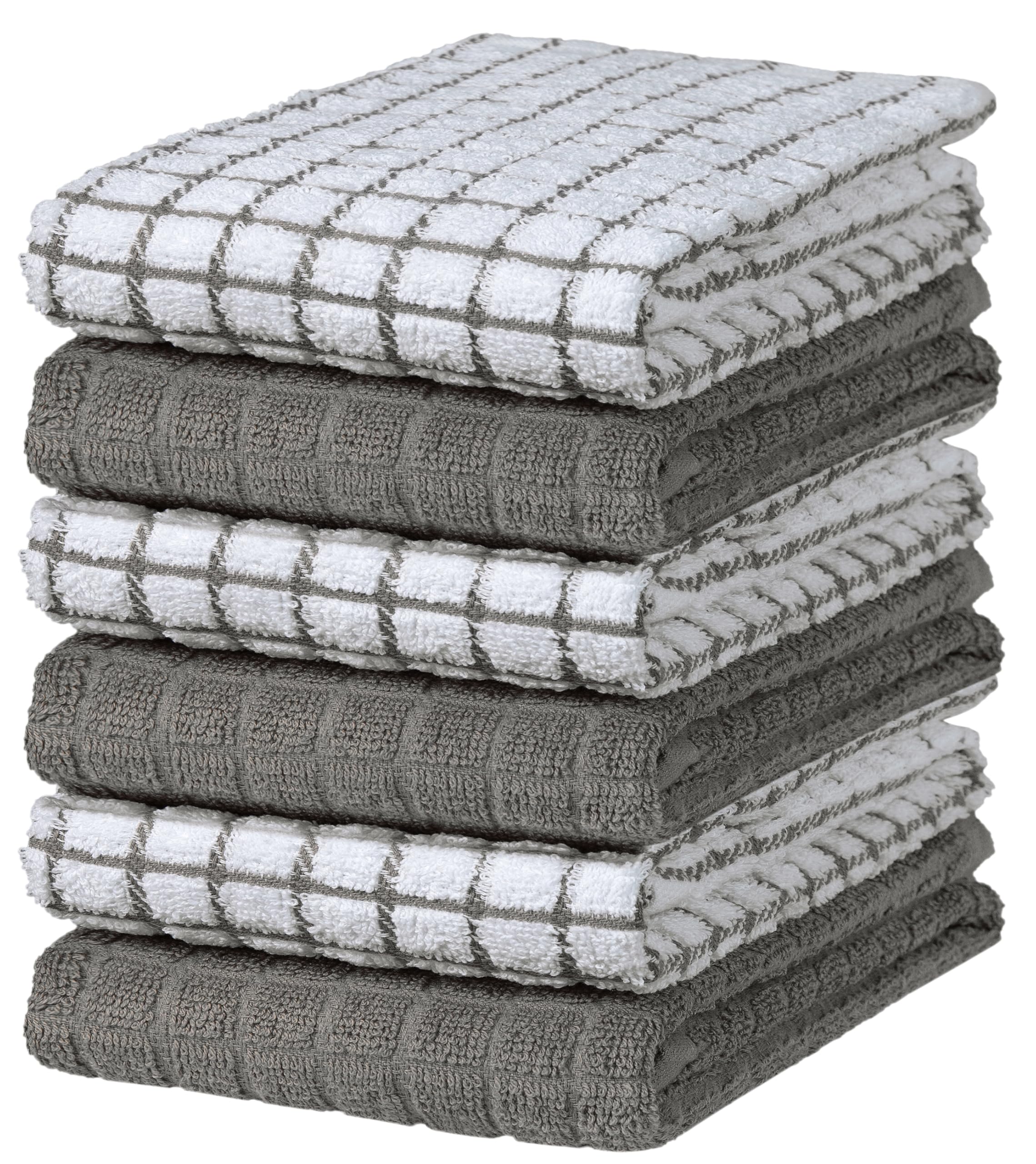 Bumble Kitchen Towels 6-pack gray showing absorbent 380GSM performance for quick cleanups