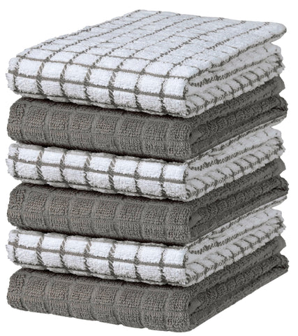 Bumble Kitchen Towels 6-pack gray showing absorbent 380GSM performance for quick cleanups