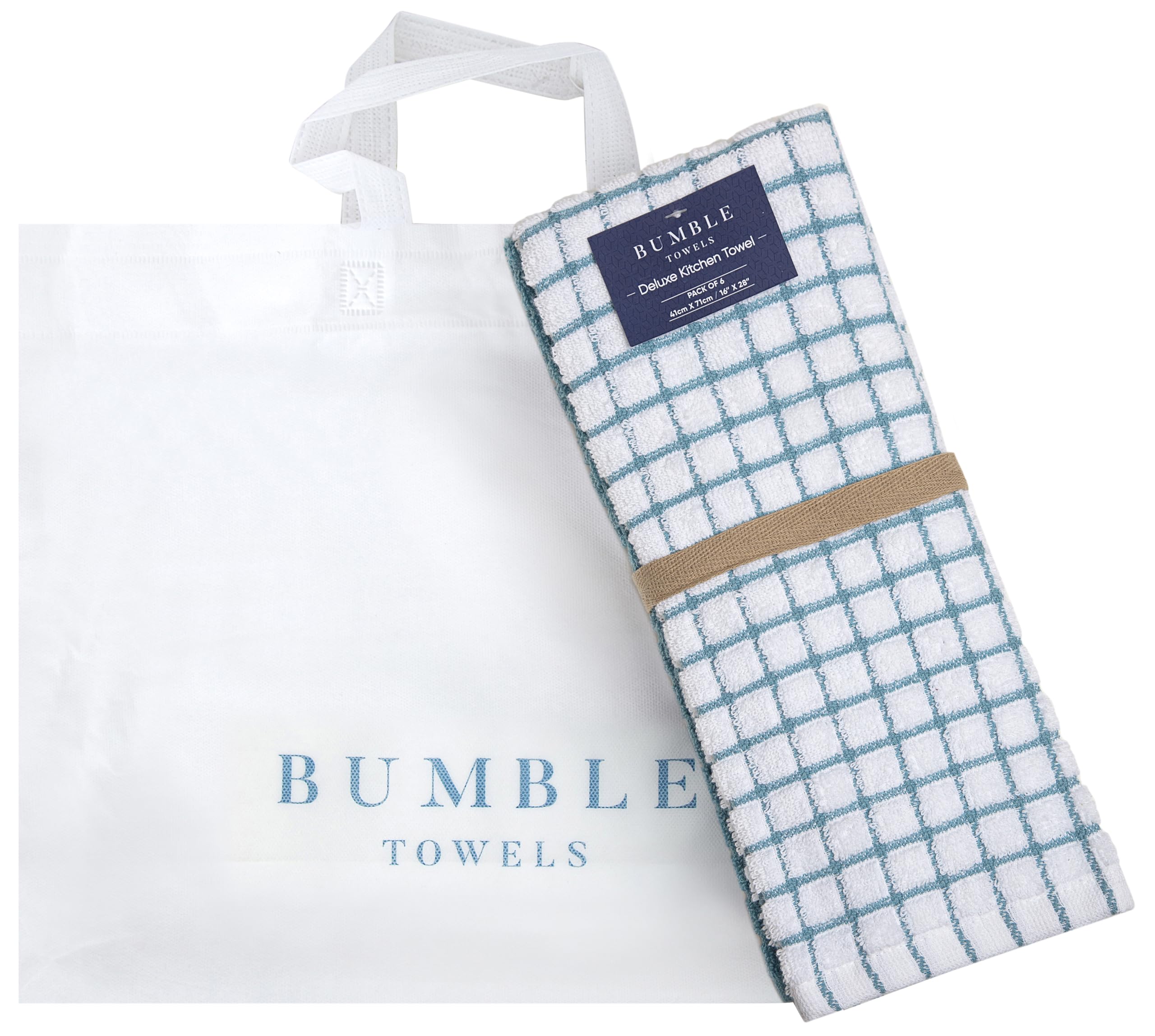 Bumble Kitchen Towels include a bonus tote bag for on the go.