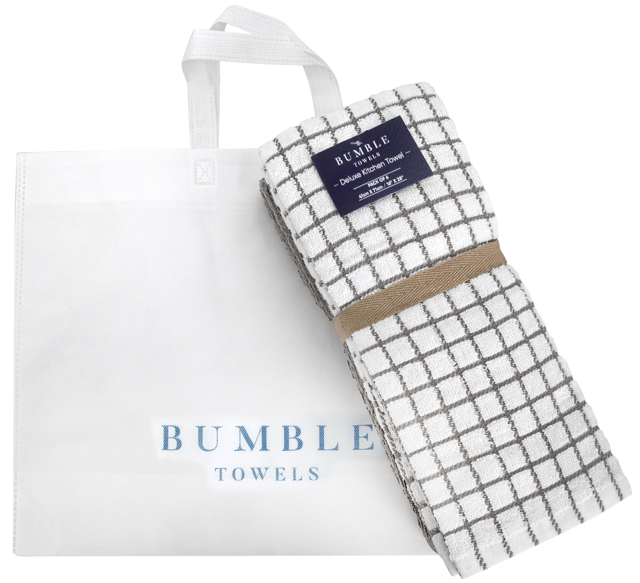 Bumble Kitchen Towels with tote bag included for on-the-go organization