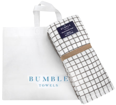 Bumble Kitchen Towels with tote bag included for on-the-go organization