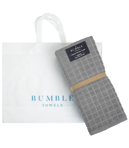 Bumble Towels drying on counter for streak-free kitchen cleanup.