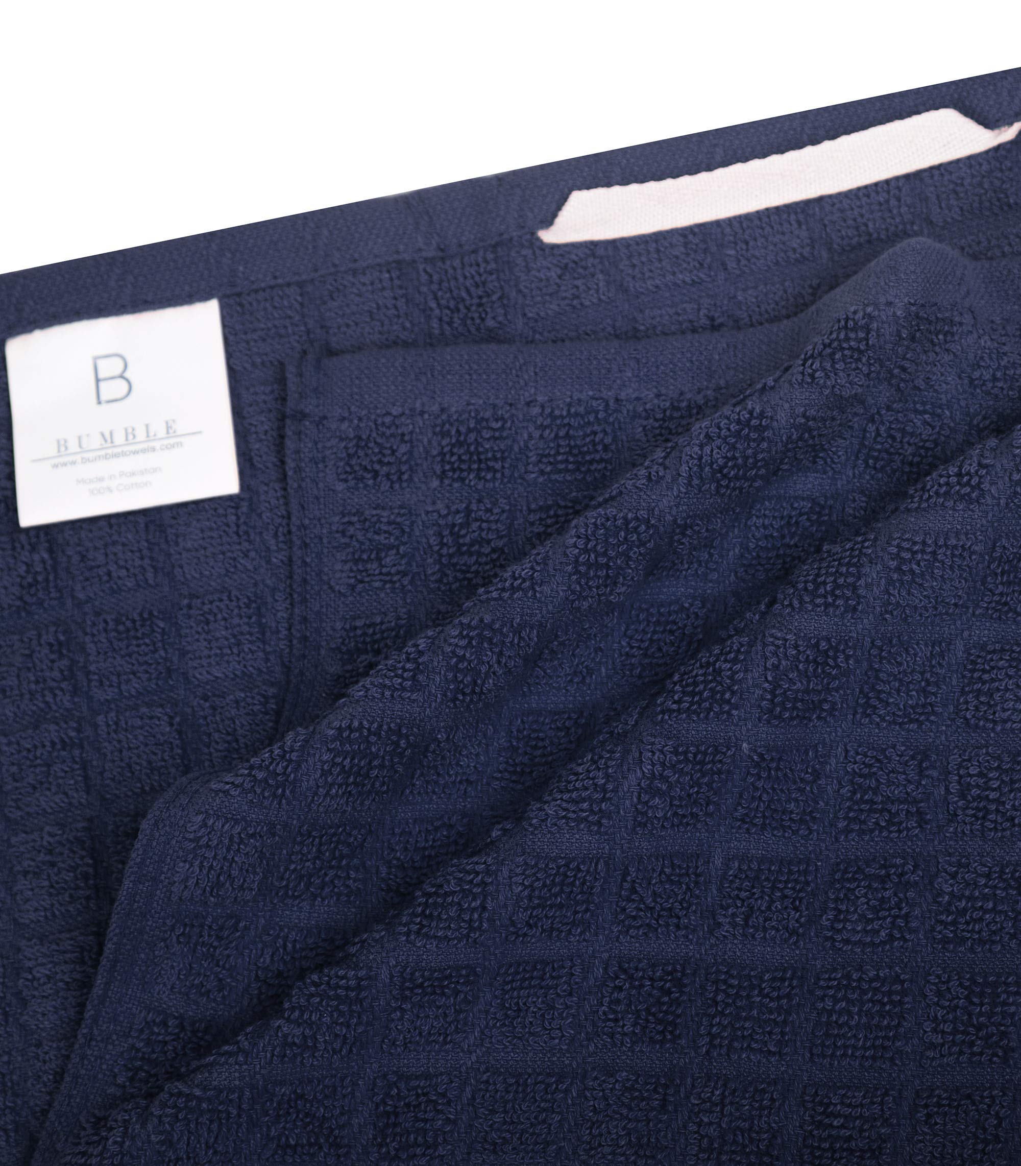 Bumble Towels navy kitchen towel hanging loop for easy access