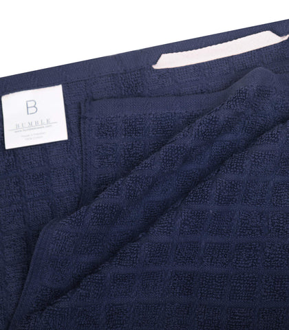 Bumble Towels navy kitchen towel hanging loop for easy access