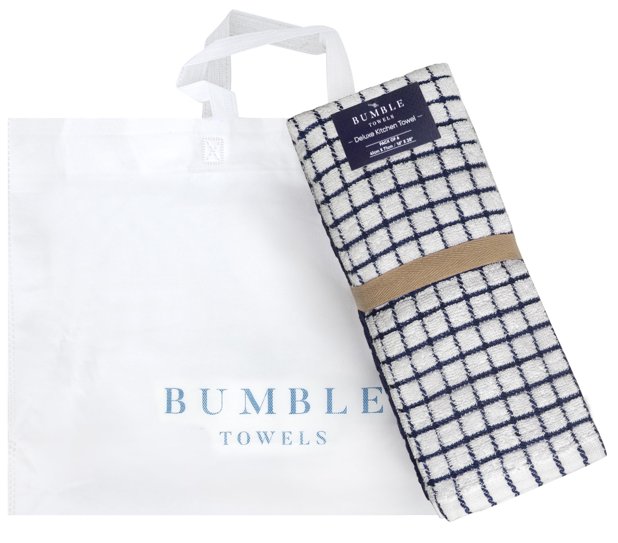 Bumble Towels navy towel in use for dish drying and hand drying